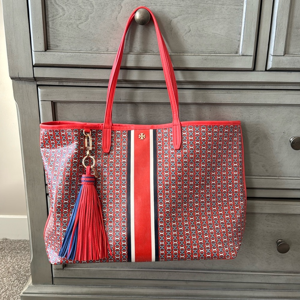 Tory Burch Gemini bag orange and blue. - Picture 1 of 3